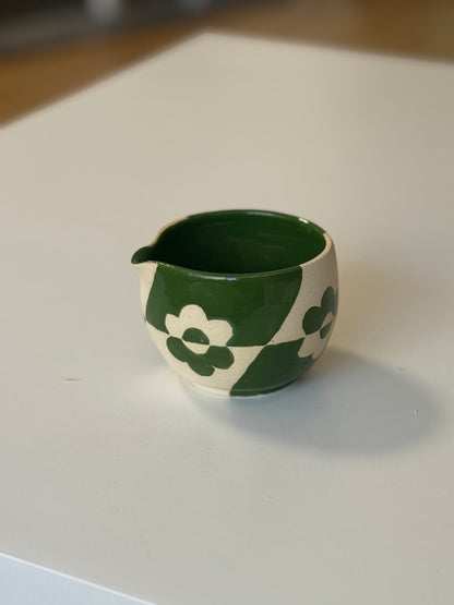PRE-ORDER: Dark Green Flower Check Matcha Bowl
